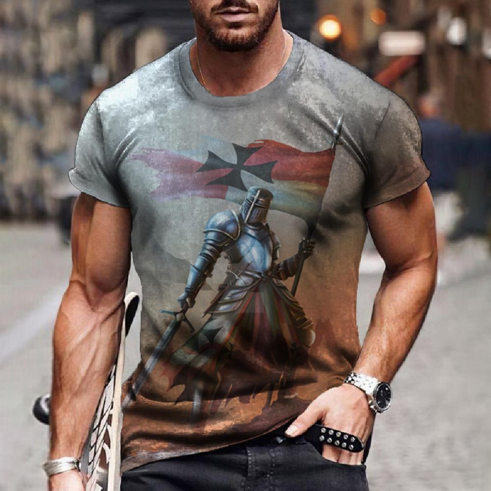 ETST 05 Vintage Heren T-shirts Tempeliers Print T-shirts Voor Mannen Zomer Oversized Tops Korte Mouw Tees Casual O-hals Mannen kleding M