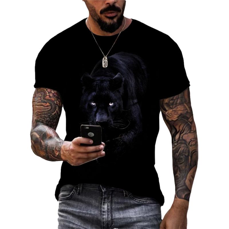 Xuhaijian02 Nieuwe 3D Animal Panther Grafische T-shirts Zomer Mode Mannen Casual Streetwear Trend Persoonlijkheid Print Ronde Hals Korte Mouw Tee 6XL