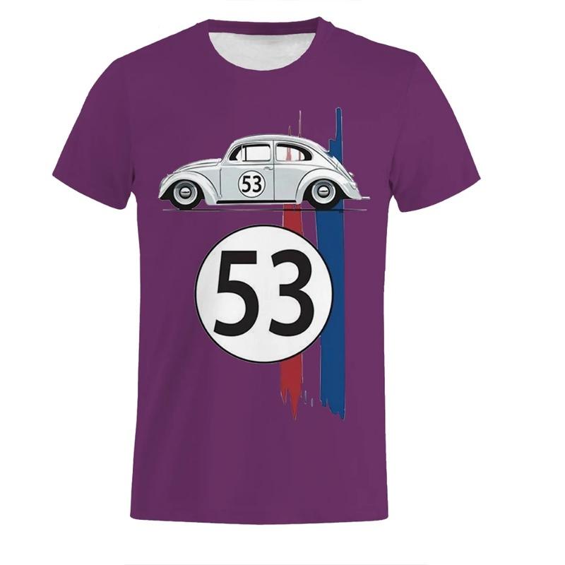 HerSight Kever 53 Nummer T-shirt Heren Auto Korte Mouw Eenvoudige Herbie Tees T-shirts Rally Auto Mannelijk Zwart Bedrukt 3D t-shirt 6XL