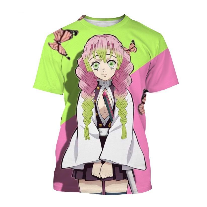 ETST 07 Zomer Anime Demon Slayer Kimetsu geen Yaiba Kamado Nezuko Kochou Shinobu Cosplay 3D Print Fashion T-Shirt Cartoon Korte Mouw 6XL