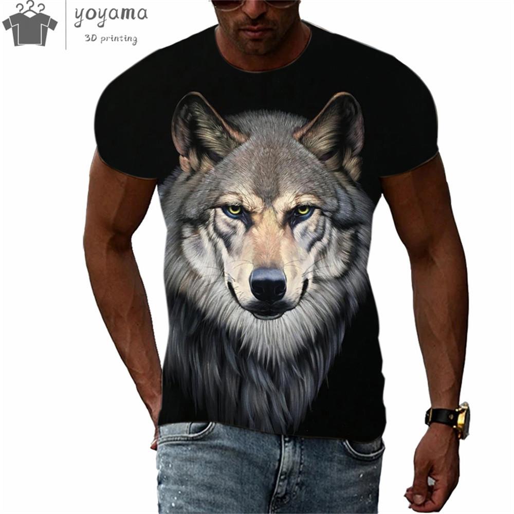 WowClassic Herenkleding Wolf Patroon 3d Print T-shirts Voor Heren Zomer Mode Korte Mouw Tee Vintage Street O-Hals Oversized T-shirt XL