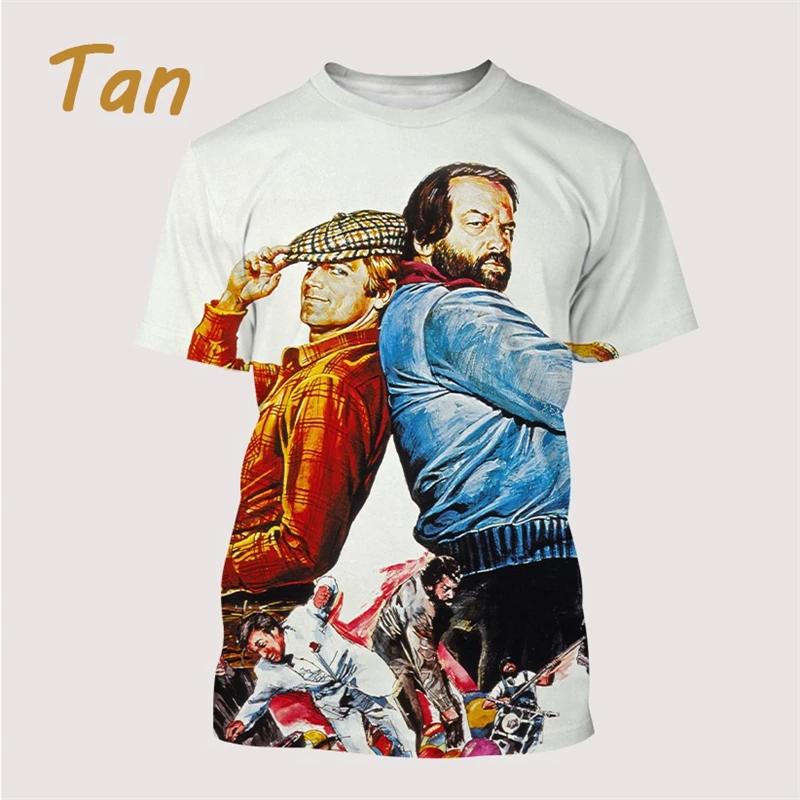 Laoxu Nieuwste Bud Spencer Terence Hill 3d Print Tops Harajuku O-hals T-shirt Casual Korte Mouw Mode T-shirt Zomer Herenkleding XL