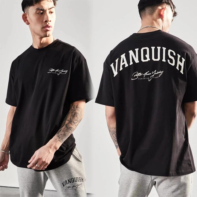 The best product for you Summer Men Fashion Cotton T-Shirt Vanquish Tops Tees Male Casual Y2K O-Neck Clothing Women Short Sleeve Harajuku Streetwear M goud