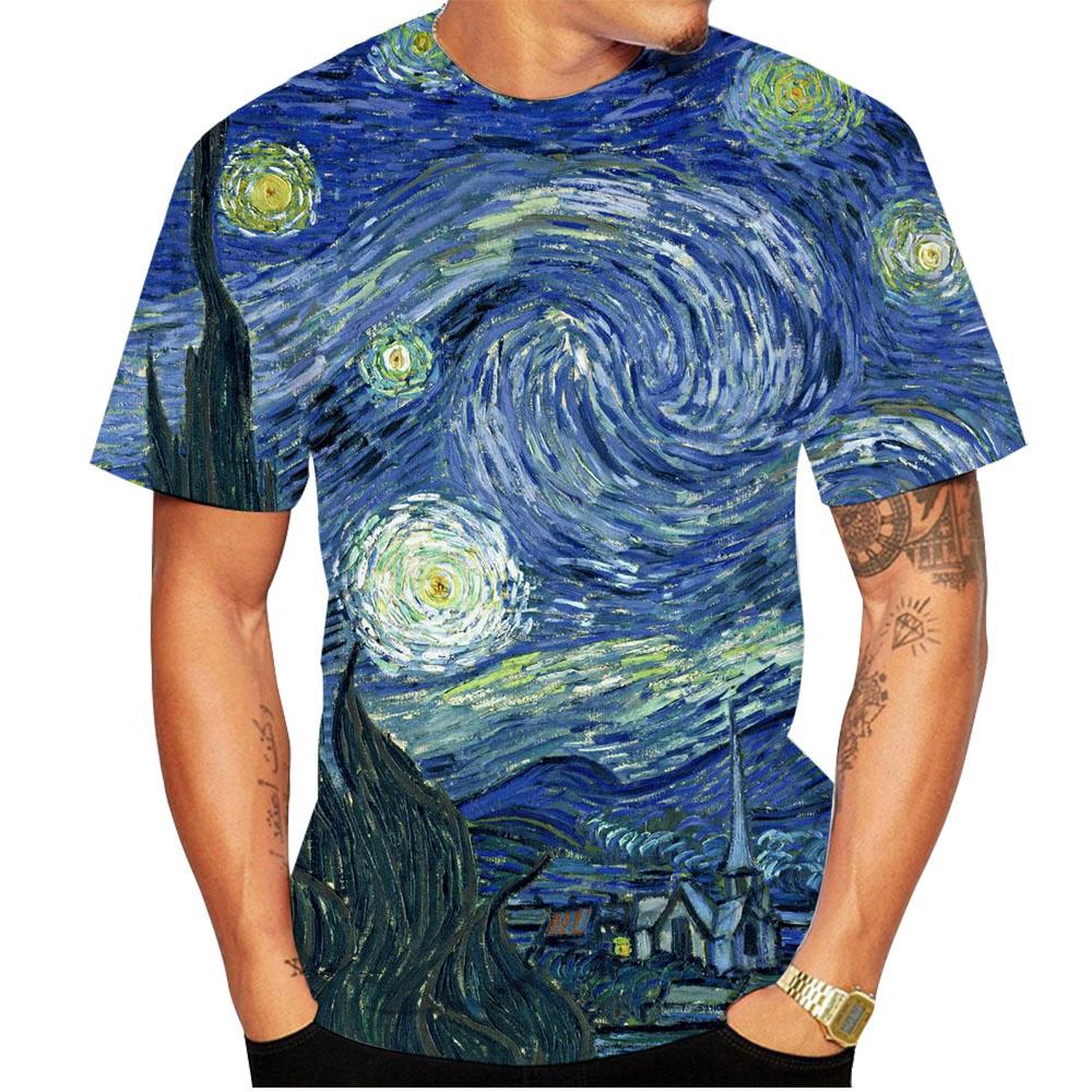 Xr-03 Van Gogh Kunst T-shirts Bloem Bloemen 3D Print Heren Streetwear Korte Mouw T-shirt Oversized Harajuku Tops Tees Kleding 4XL