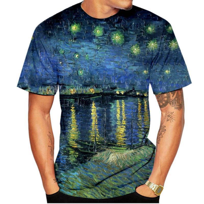 Xr-03 Van Gogh Kunst T-shirts Bloem Bloemen 3D Print Heren Streetwear Korte Mouw T-shirt Oversized Harajuku Tops Tees Kleding 6XL