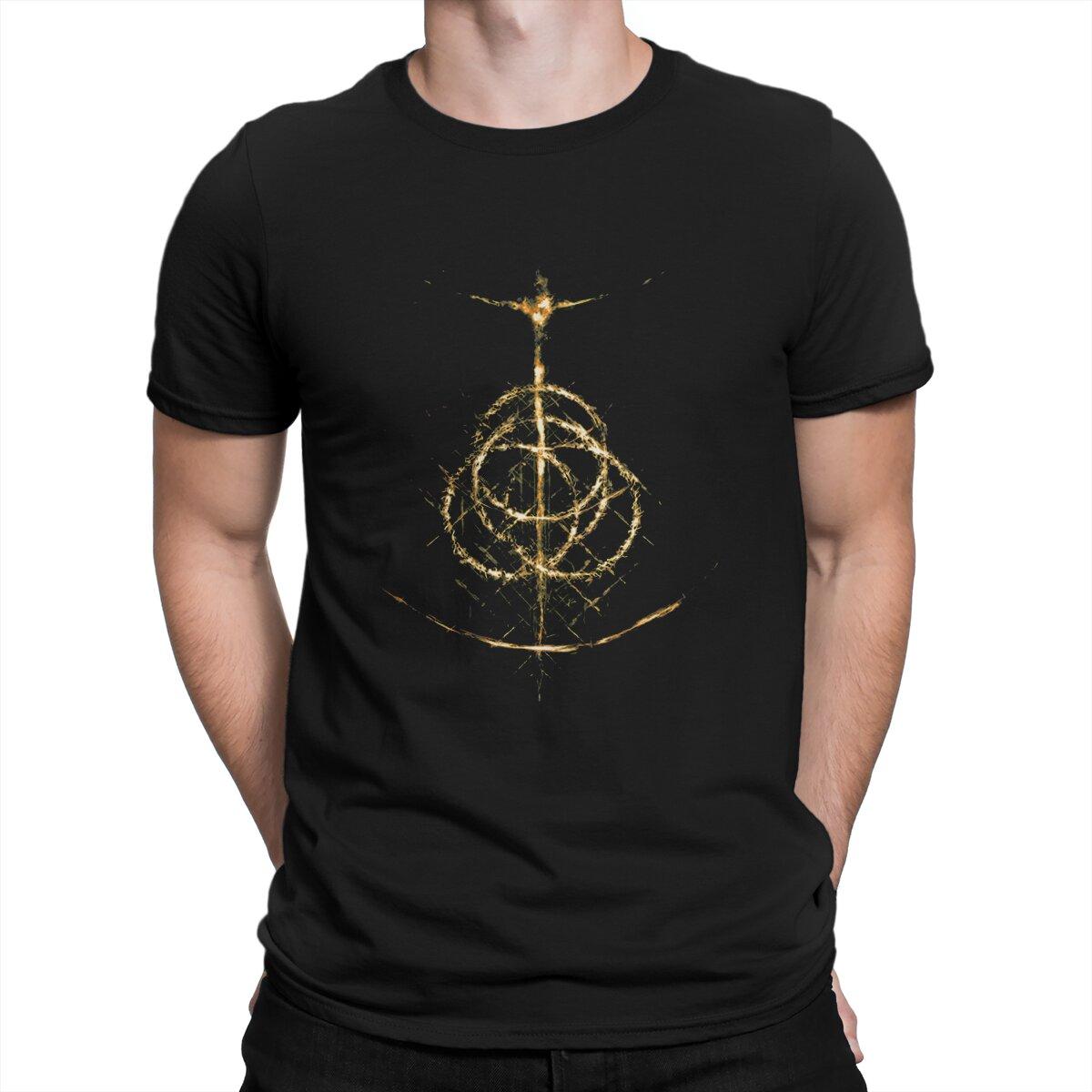 Comfortable season Ring light T-Shirts Men DARK SOULS Awesome Cotton Tees O Neck Short Sleeve T Shirts Gift Idea Tops XXL zwart