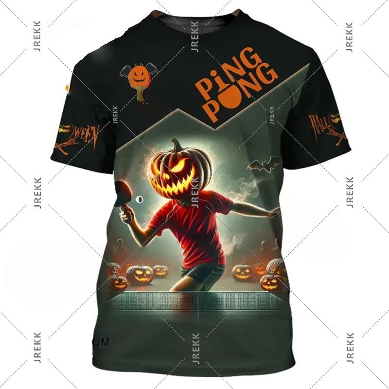 Zengyanqin02 Tafeltennis-treinuniform T-shirt voor heren en dames, grappige 3D-print, korte mouwen, pingpong-hobby, sport, ronde hals, mode-T-shirt 4XL