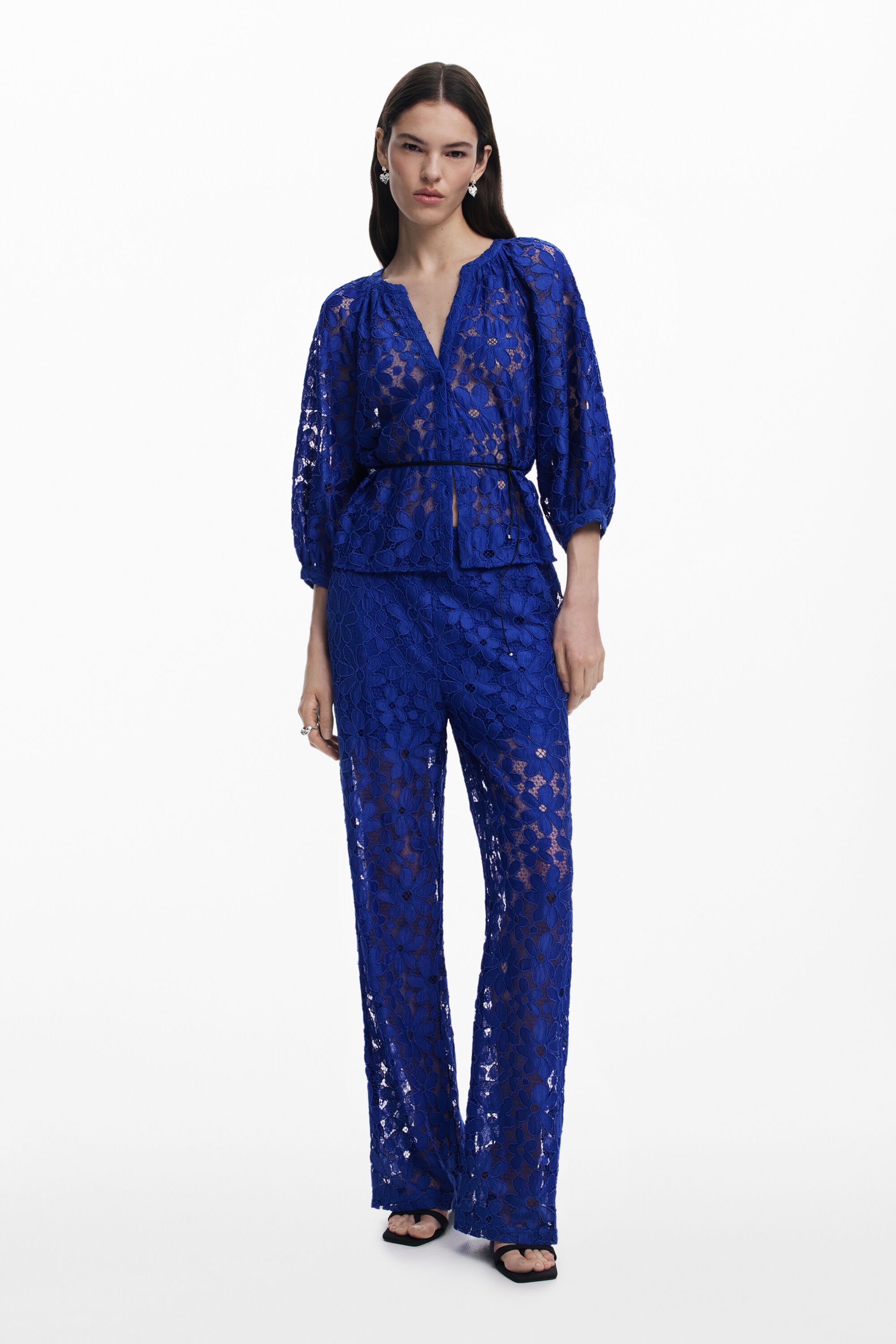 Desigual Kanten broek - BLUE