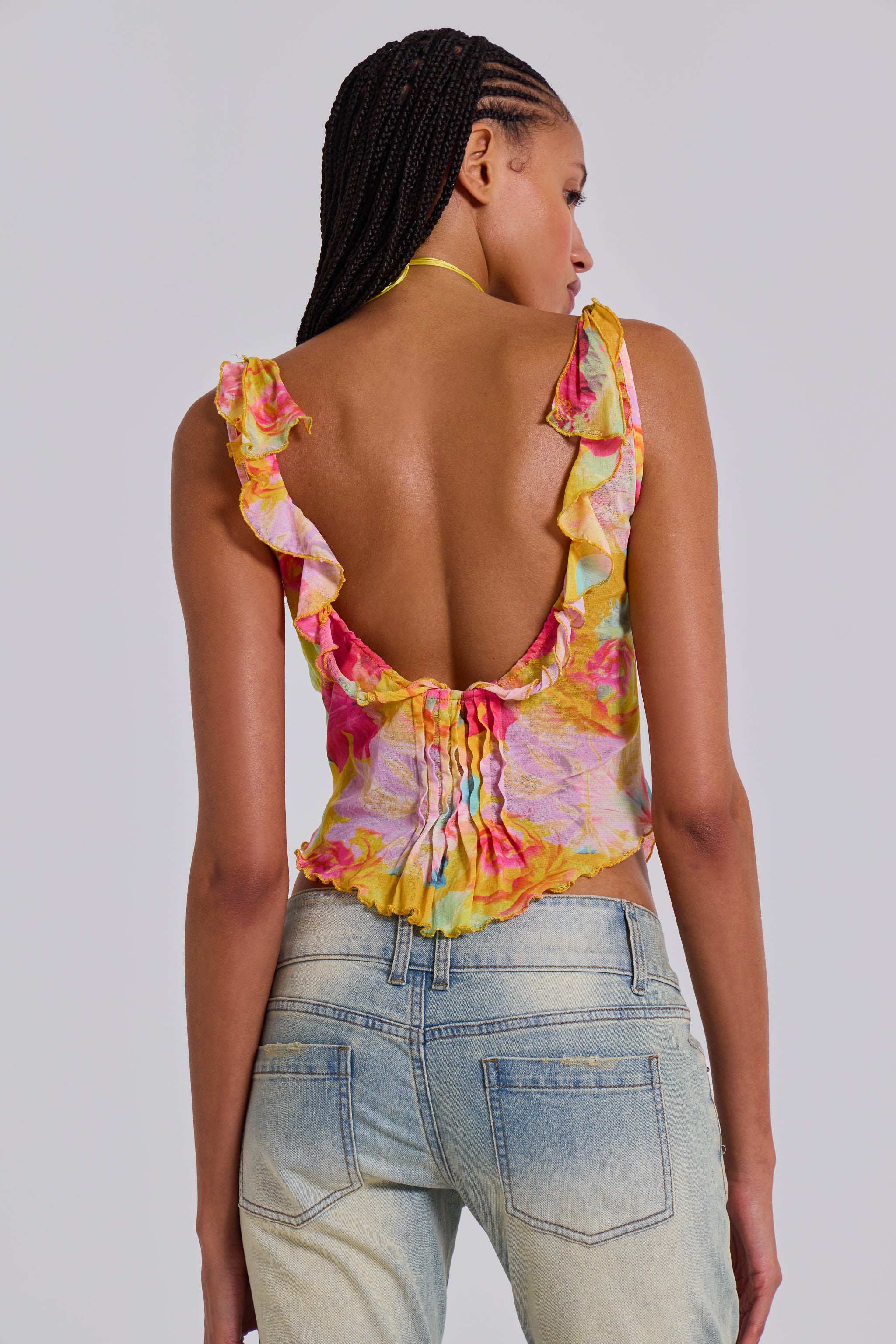 Jaded London Sefina Vintage Mesh Ruffle Top