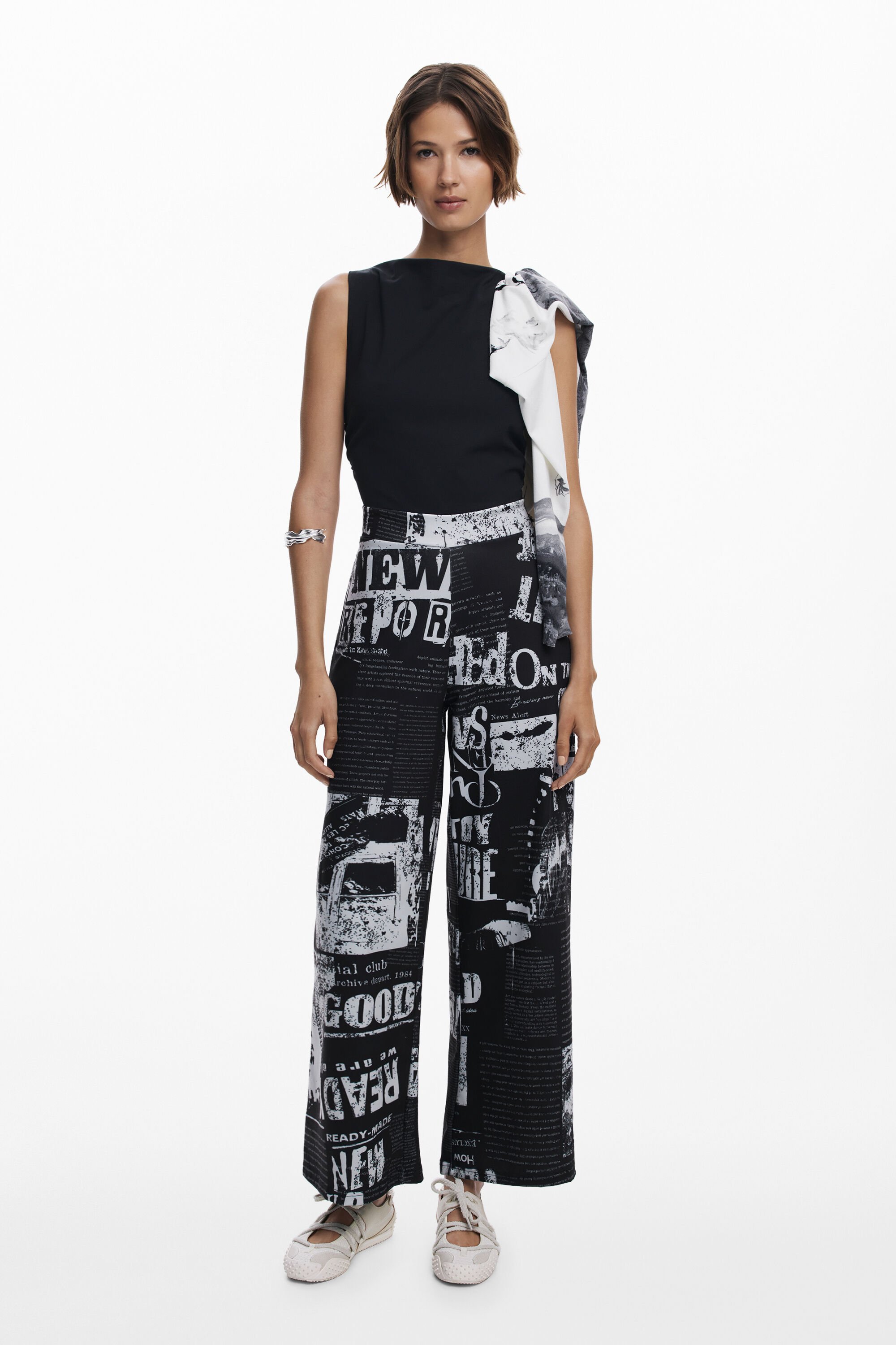Desigual Gecombineerde jumpsuit met krantenprint - BLACK
