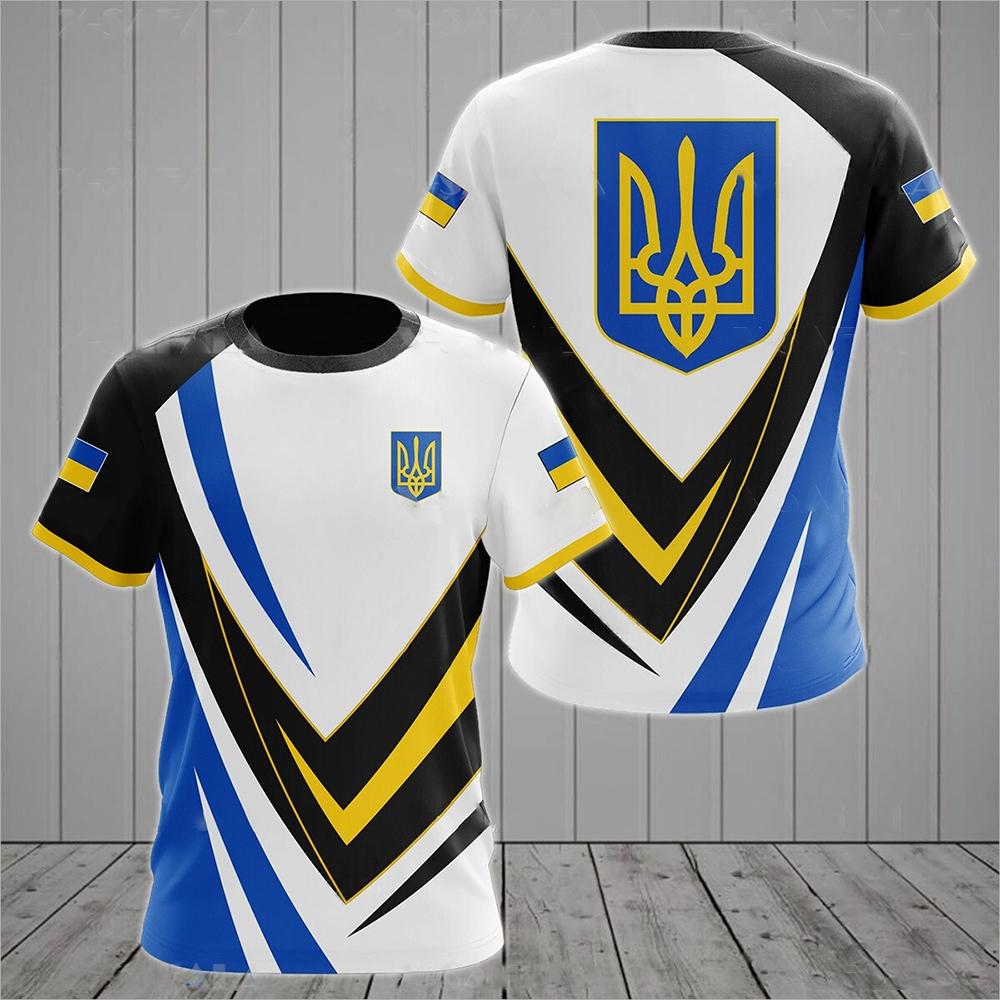 ETST WENDY Oekraïne Heren T-shirts Oekraïense Vlag Shirt 3D Bedrukt O-hals Oversized Korte Mouwen Jersey Mode Herenkleding Streetwear L