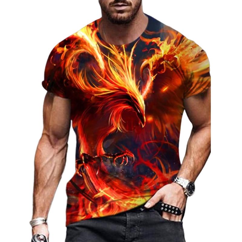 Happy Show Nieuwe zomer herenmode T-shirt persoonlijkheid rode tijger bedrukte heren T-shirt top 8XL goud