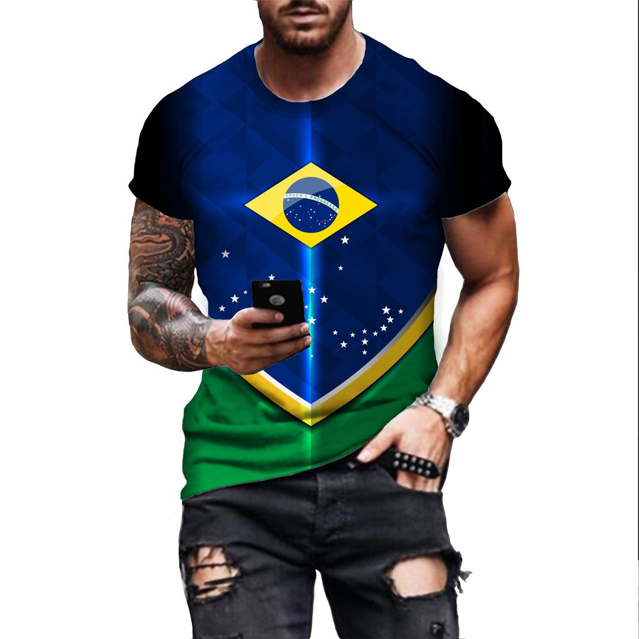 Men look 3D Clothes Man Fashion Brazilië T-shirt Harajuku Heren Brazilië Vlag 3D Print Casual Sport T-shirt Casual Korte Mouw Birl T-shirt S