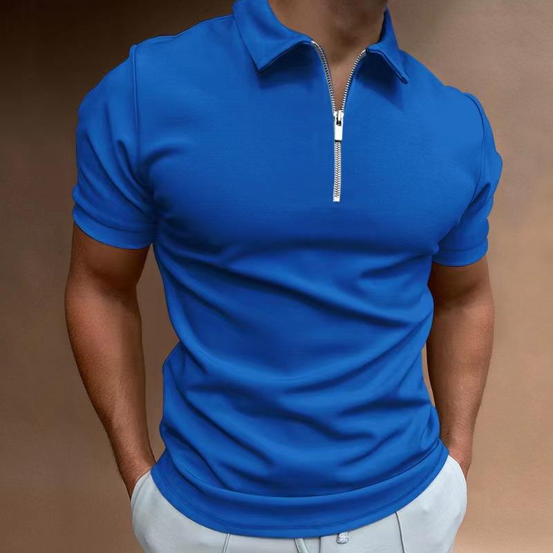 WowClassic Zomer Heren Casual Wit Zwart T-shirt Heren Zip Henley Neck Sportpoloshirts S