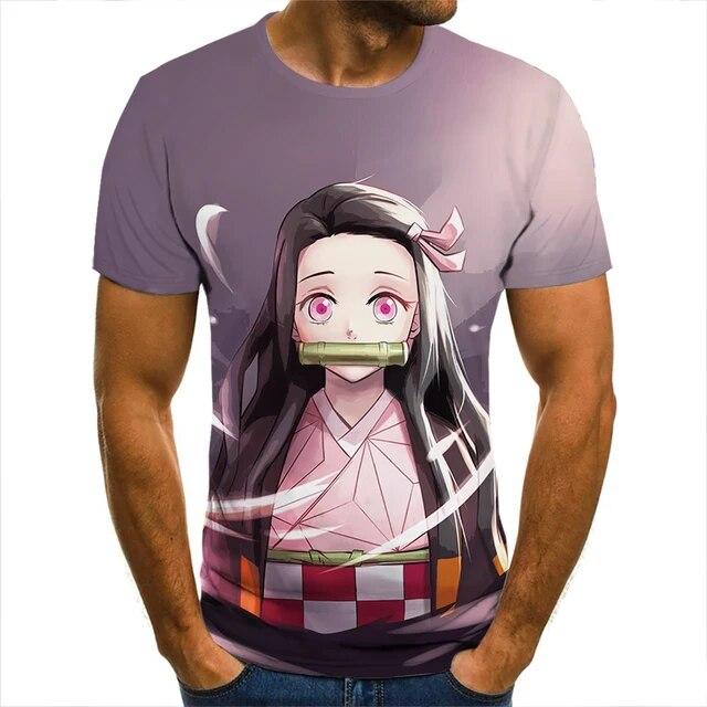 Baibao QIQI 3D T-shirt Demon Slayer Nezuko Kleding Mannen Vrouwen Kinderen Korte Mouw Cool Tees Fashion Casual Zomer Jongen Meisje Kinderen streetwear XXXL