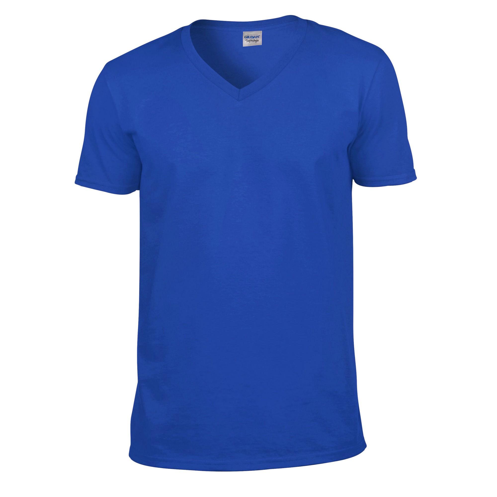 Gildan Heren Softstyle T-shirt met V-hals XXL koningsblauwe kleur