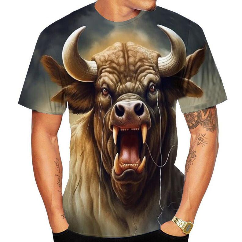 WowClassic Dier Vee 3D Print T-shirt Lente Zomer Tee Vrouwen Mannen Kleding Plus Size O Hals Korte Mouw Losse Tops ademende Koppels Shirts 6XL