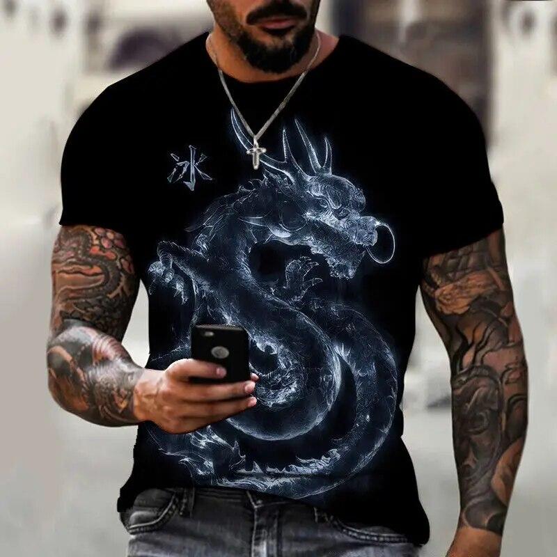 Xr 01 Heren T-shirt voor herenkleding Oversized T-shirt Chinese Draak Grafische 3D Print Zomer Casual Mode Korte mouw Tops 3XL