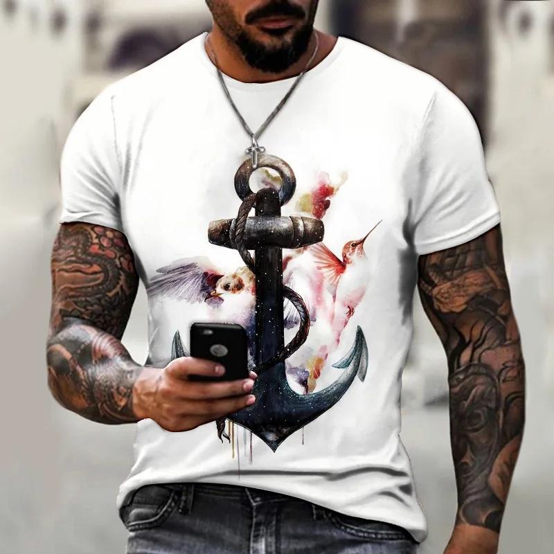 Xr 01 Vintage T-shirts Voor Mannen 3D Gedrukt Anker Top Korte Mouw Oversized Tee Hip Hop O-hals T-shirts Heren Kleding Camiseta 6XL