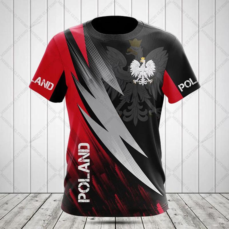 ETST 03 Poolse vlag Badge Warrior Camouflage 3D-geprint heren ronde hals korte mouw oversized losse mode T-shirt sport sneldrogend XL