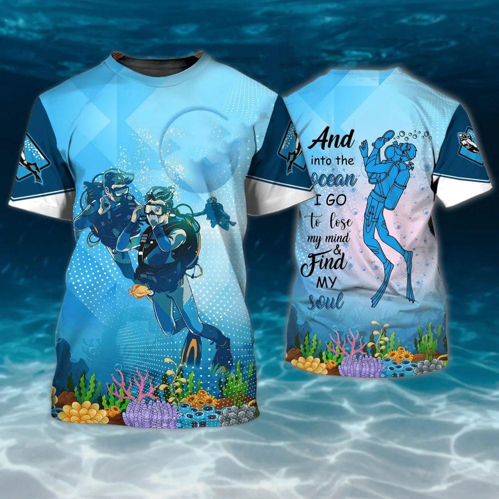 Laoxu Ocean Explore SCUBA Duik Trainingspakken Mode 3D Duik Grafische T-shirt Voor Heren Extreme Sport Korte Mouw Unisex Tops T-shirts L grijs
