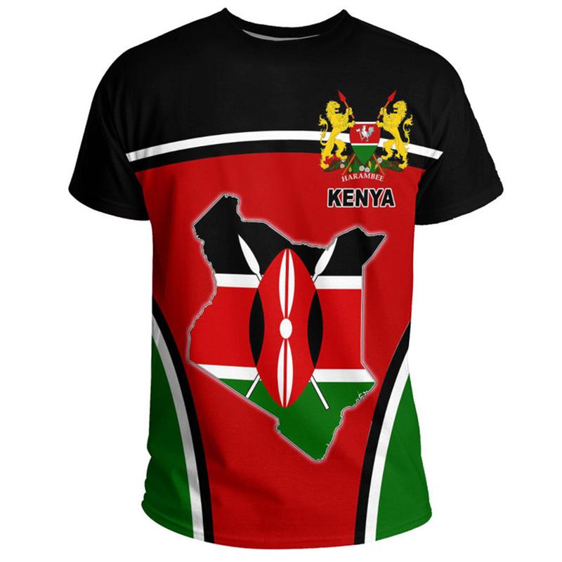 Xuhaijian02 Kenia Kaart Vlag 3D Geprint T-shirt Voor Heren Kleding Nationaal Embleem Grafische T-shirts Afrika Land T-shirt Jongen Jersey Mannelijk T-shirt XL