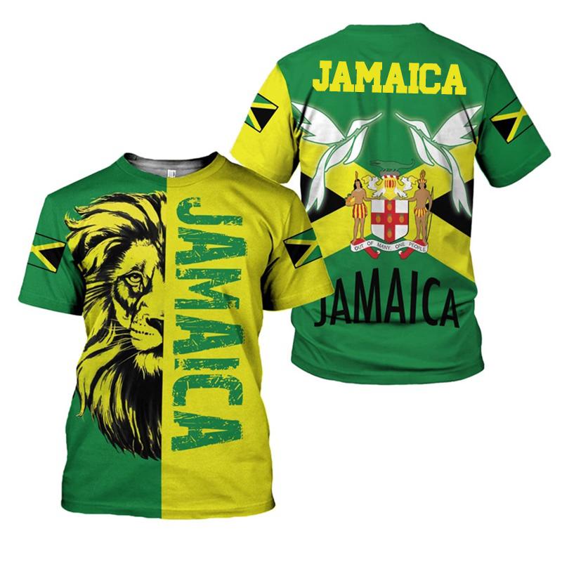 Xuhaijian02 Jamaicaanse vlag leeuw embleem grafische T-shirt voor herenkleding 3D Jamaicaanse trots bedrukte T-shirt tops T-shirts mode korte mouwen 6XL
