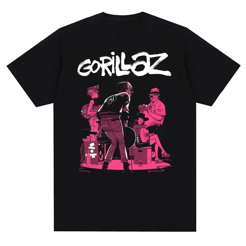 ETST 009 Muziekband Gorillazs punkrock mode bedrukt T-shirt 90s retro casual mode korte mouwen plus size T-shirt geschikt voor vrouwen XS