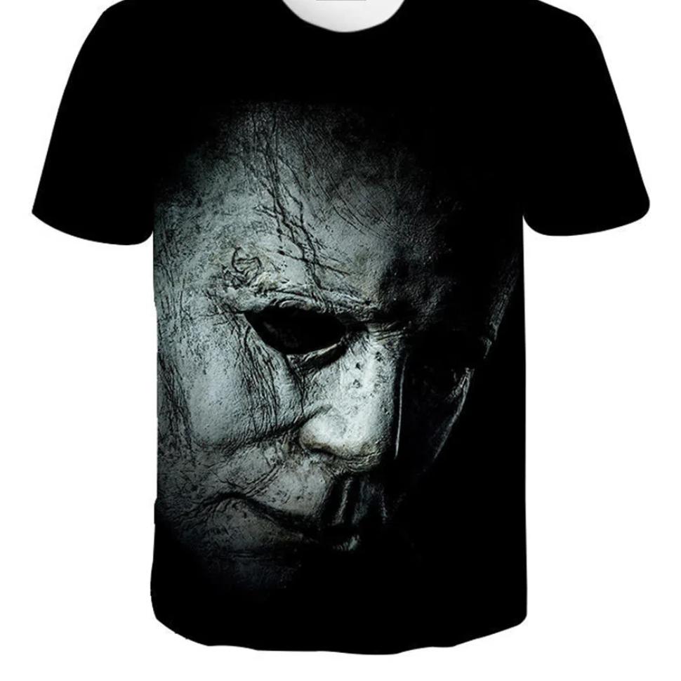 ETST 011 Halloween Michael Myers 3D-geprint T-shirt Heren Dames Zomer Mode Casual Korte Mouw Cool T-shirt Streetwear Oversized Tops M