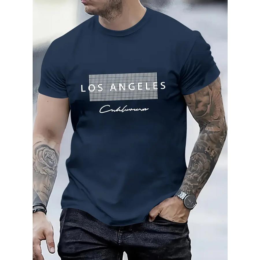 HerSight Stijlvol Los Angeles T-shirt met grafische print - Zacht, ademend, casual T-shirt met korte mouwen voor de zomer, perfect voor dagelijks gebruik door heren 6XL