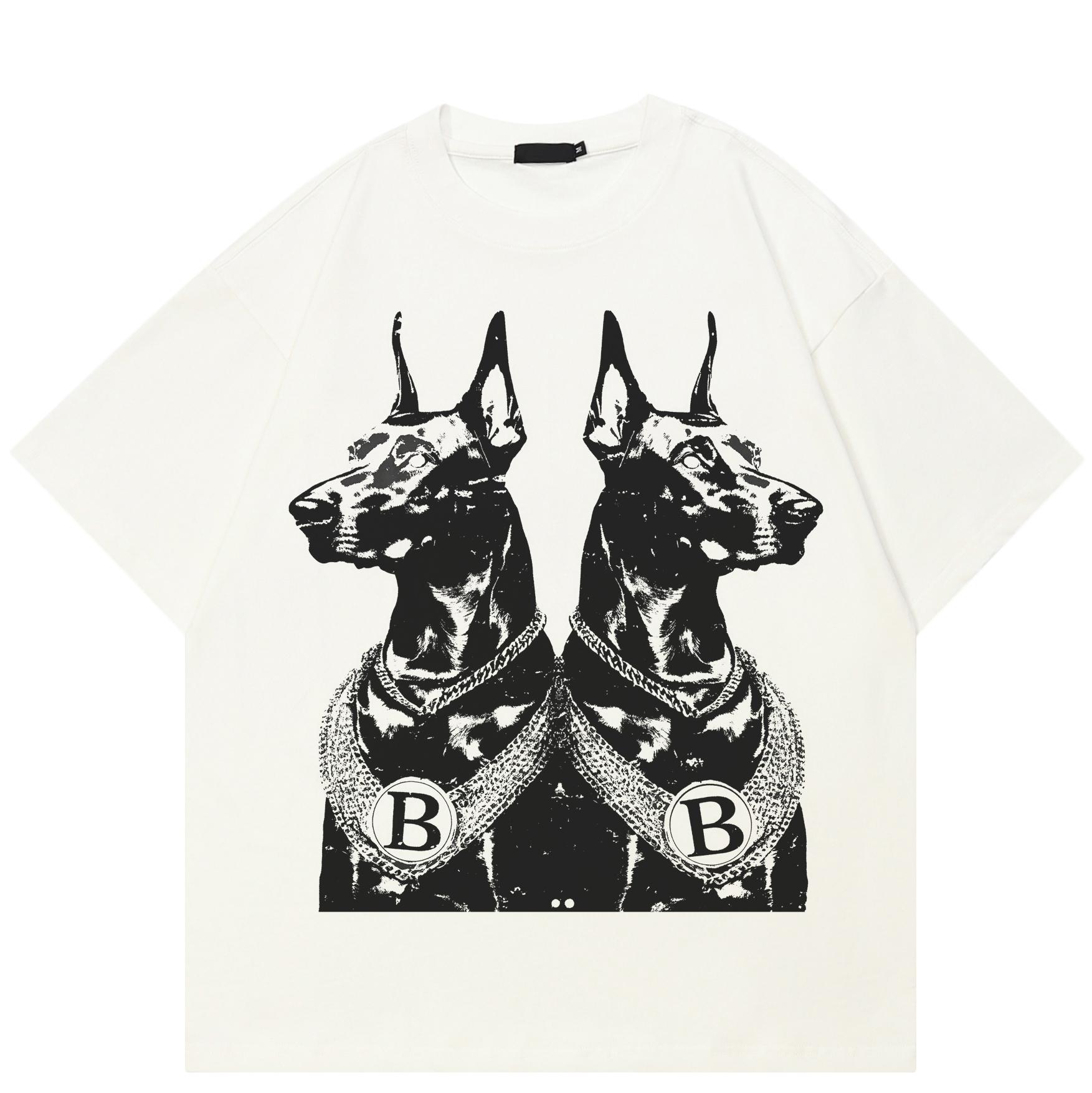 AKIN QUARTER 24 Streetwear Dobermann Grafisch T-shirt Katoen Unisex Tops Tees Zomer Korte Mouwen T-shirt XXL wit