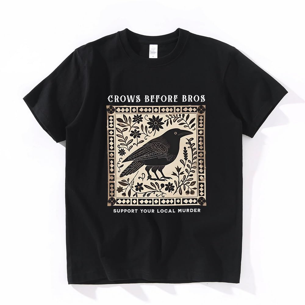 Trendy discount Crows Before Bros T-shirt Support Your Local Murder Shirt Grafische print Ronde hals Korte mouw T-shirt Top Medium zwart