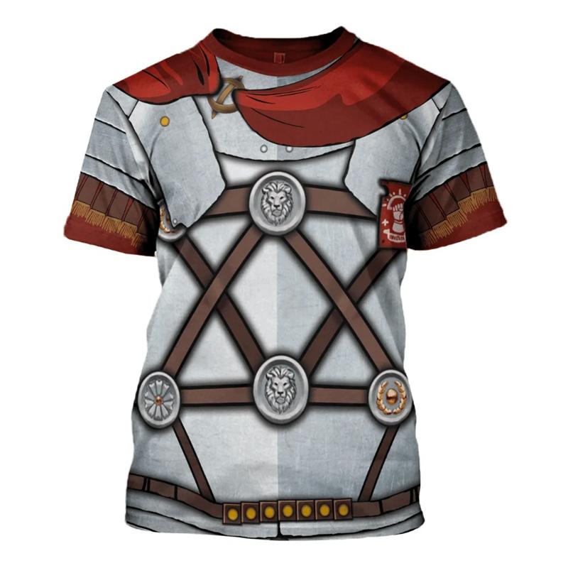 Men look 3D Clothes Th Century Heilige Roomse Rijk Ridder Cosplay 3D Grafische T-shirts Voor Heren Kleding Casual Korte Mouw Tops Vintage Streetwear Tees M