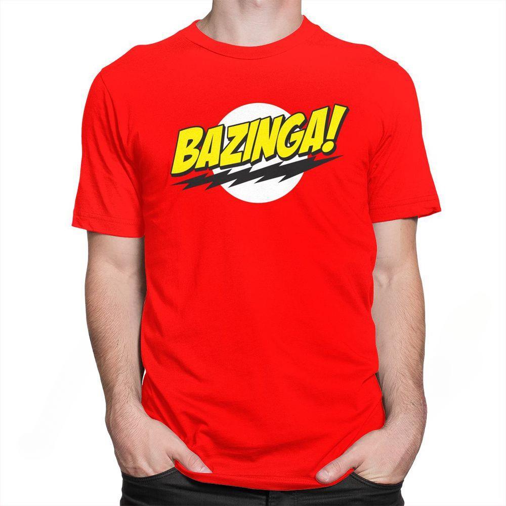 WowClassic The Big Bang Theory Bazinga T-shirt Heren 100% Katoen Knappe Sheldon Cooper T-shirt Geek Tbbt Tee Tops Merch Cadeau S rood