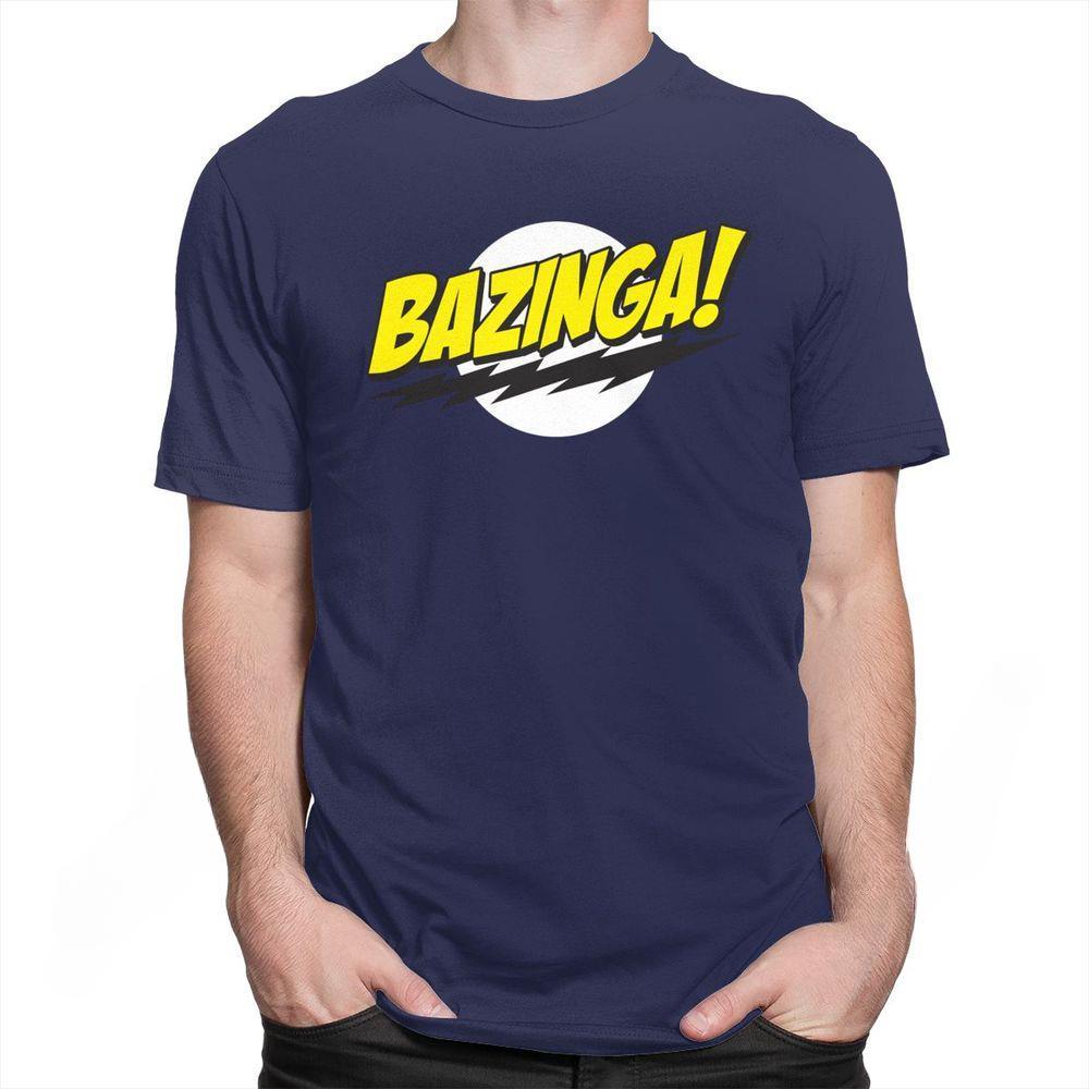WowClassic The Big Bang Theory Bazinga T-shirt Heren 100% Katoen Knappe Sheldon Cooper T-shirt Geek Tbbt Tee Tops Merch Cadeau XXL marineblauwe kleur