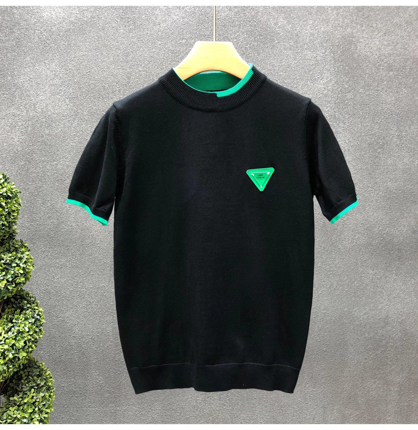 VantaGoods Trendy wit gebreid ijszijden T-shirt met korte mouwen voor heren 2XL zwart