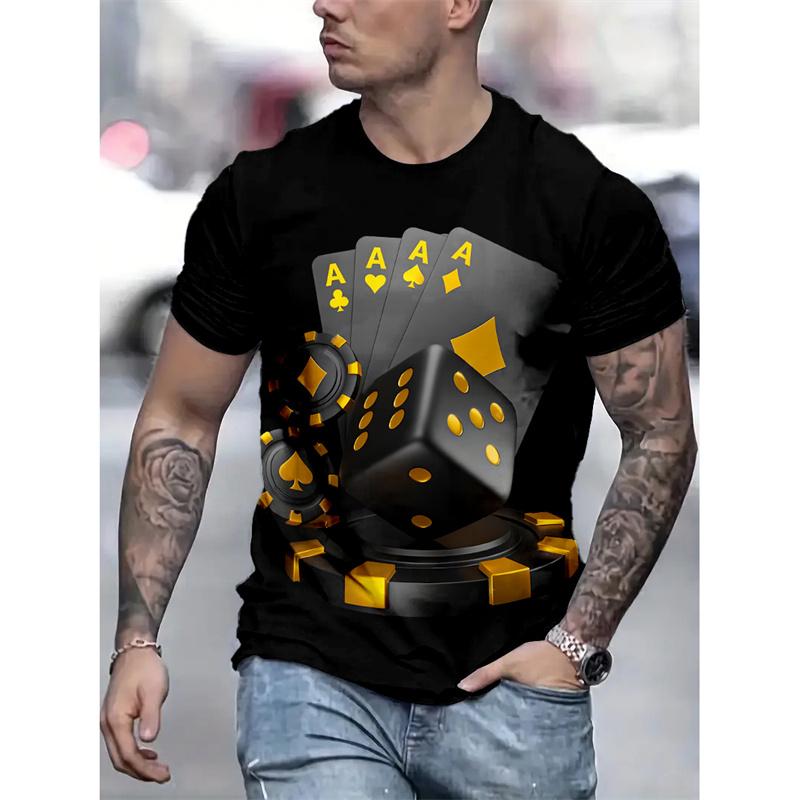 Transmission of love Speelkaartpatroon T-shirt voor heren Poker 3D-geprint Korte mouwen Zomermode Casual T-shirts Streetwear Losse O-hals T-shirts 6XL