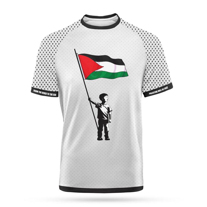 Xuhaijian02 Mode Palestina Vlag Voetbal T-shirts Zomer Casual 3D Geprint Heren Sportshirt Losse O-hals Ademende T-shirts Tops M