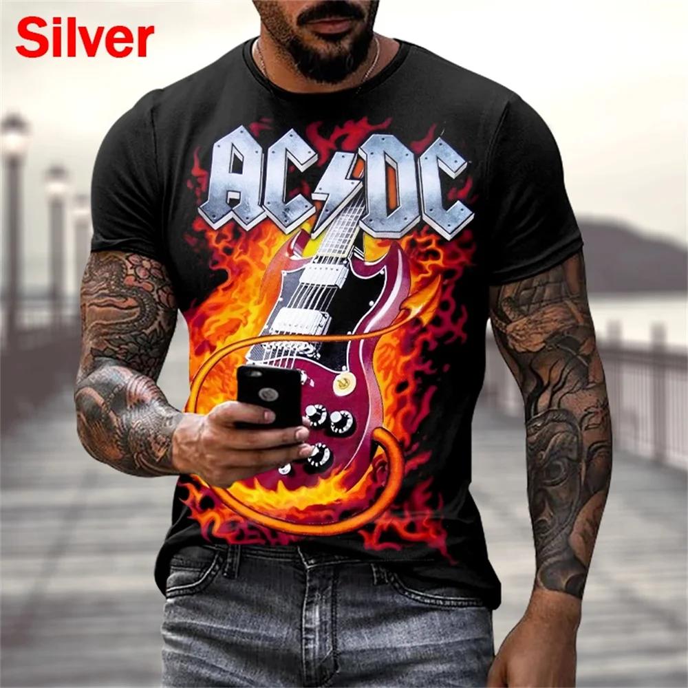 Etst 003 Nieuwe Persoonlijkheid Mode Grafisch T-shirt Rock ACDC Muziek Mannen/Vrouwen Print T-shirts Hip Hop 3D Korte Mouw Casual Shirt Tees Tops XL