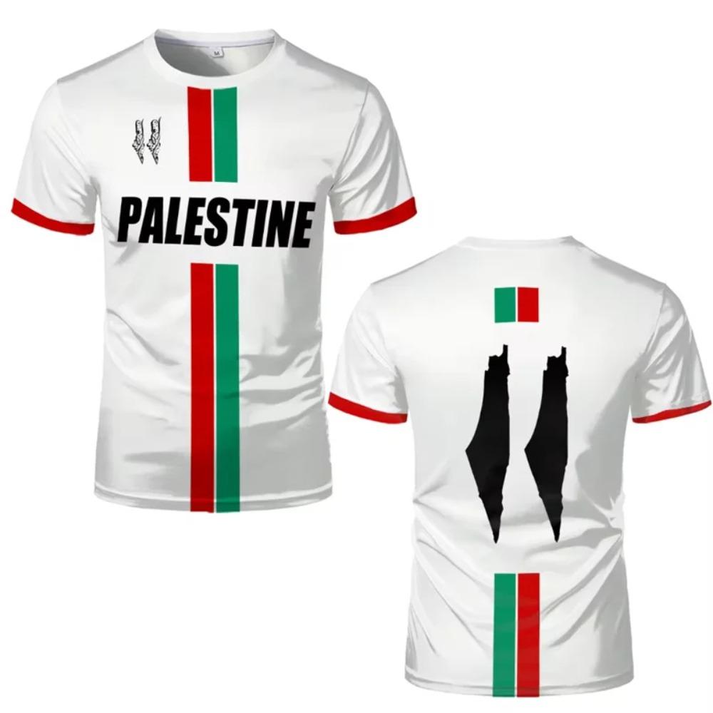ETST28 Palestine Football T Shirts Men Summer Short Sleeve Palestinian Flag 3D Printed T-shirts Sports Casual Womens Mens Tops Clothing 6XL