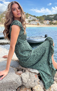 The Musthaves Cheetah Jurk Midi Legergroen