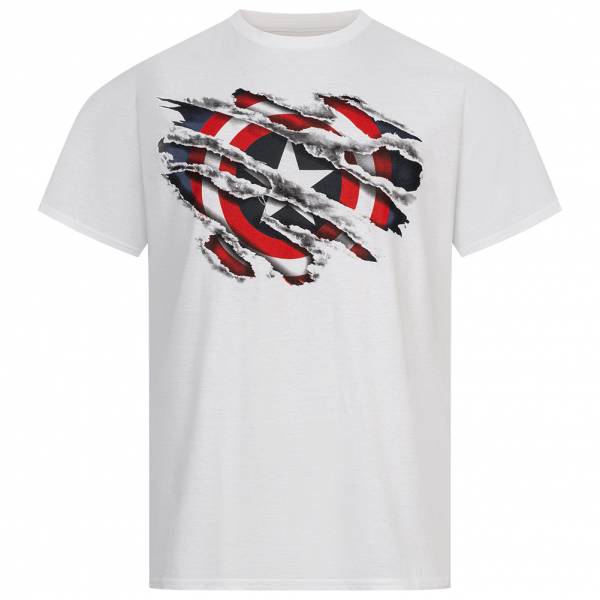Lizenz Captain America Torn Marvel Comic Shield Heren T-shirt FBMTS200WHT