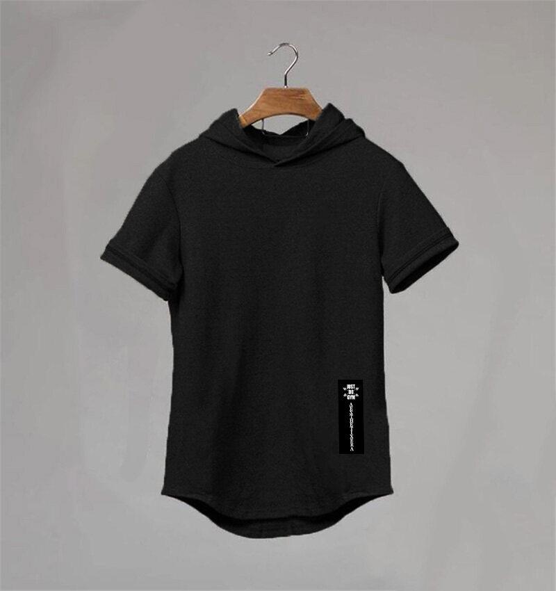 Muscleguys Merk Mannen Kleding Ontwerp Korte Mouw Slim Fit T-shirt Mannen Katoenen T-shirt Met Hoodies Fitness Sportscholen Capuchon t-shirt Mannelijke L zwart