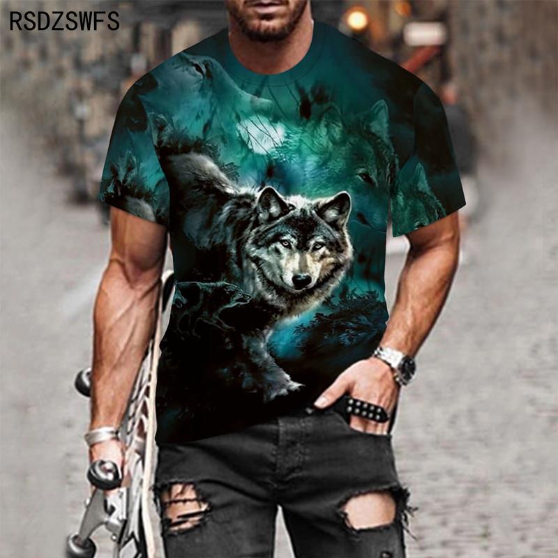 ETST WENDY 05 Paar Wolf Print T-shirt Mannen 3D T-shirt Drop Ship Top Korte Mouw Camiseta Ronde Hals T-shirt Fashion Casual merk L