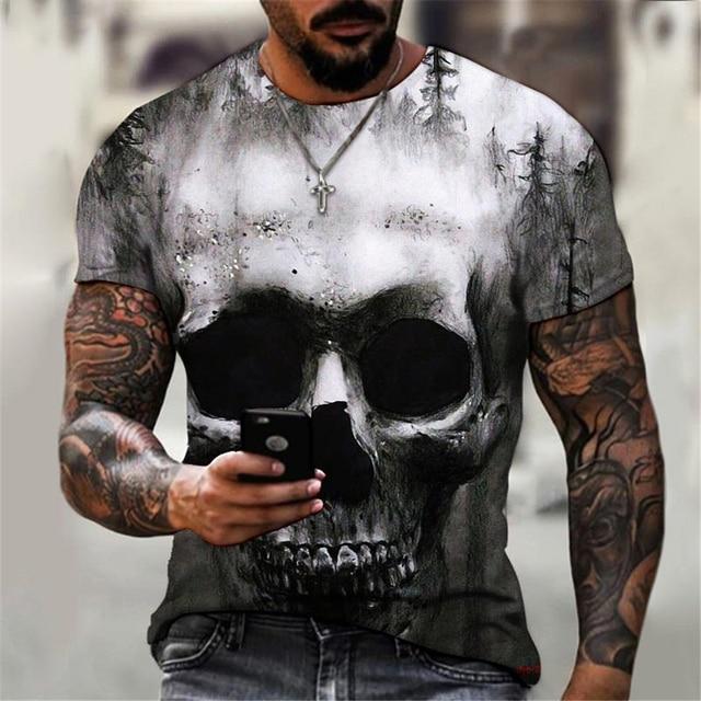Xin nan zhuang Mode Schedel Grafische 3D Print Mannen t-shirt Zomer O Kraag Korte Mouw Straat Oversized t-shirt Losse Tops Tee Mannen kleding XXL