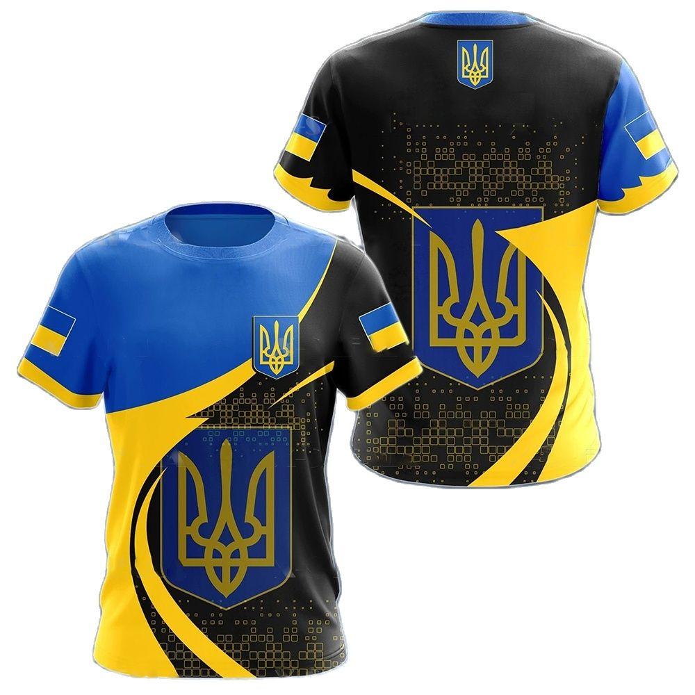 ETST WENDY Oekraïne Heren T-shirts Oekraïense Vlag Shirt 3D Bedrukt O-hals Oversized Korte Mouwen Jersey Mode Herenkleding Streetwear 2XL