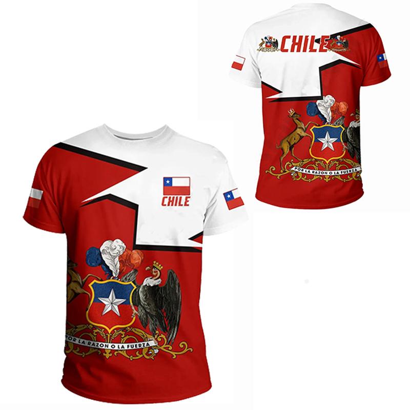 ETST 03 Chili Vlag Print Heren T-shirt Hoge Kwaliteit Tops Tees Zomer O-hals Straat Casual Effen Oversized Leger Veteraan Herenkleding 5XL