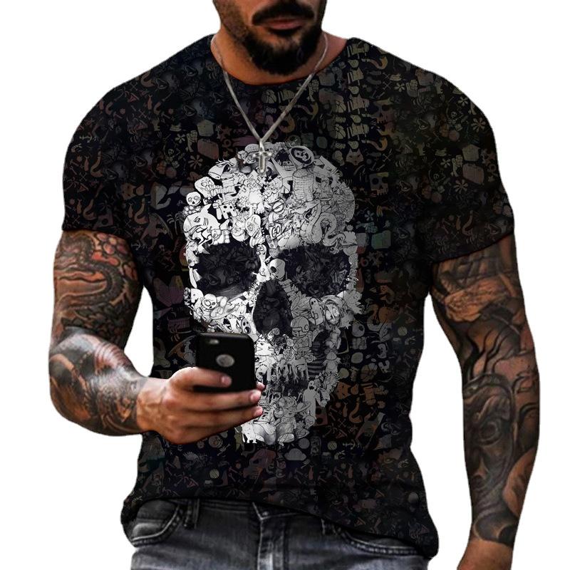 HerSight Skelet 3D T-shirt Mannen O Hals Korte Mouw Zomer Tops Heren Print Tee Shirts 6XL