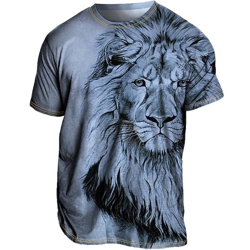 ETST 03 Vintage T-shirt Mannen Leeuw Tijger 3d Print T-shirt Animal Eagle Korte Mouw Zwart Casual Tops Retro Heren Tees Oversized streetwear 2XL