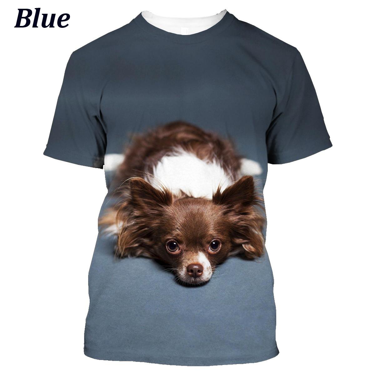 Xin nan zhuang Zomermode 3D mannelijke en vrouwelijke dierenhond Chihuahua T-shirt met korte mouwen, schattig XXXL